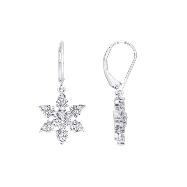 diamond snowflake drop earrings