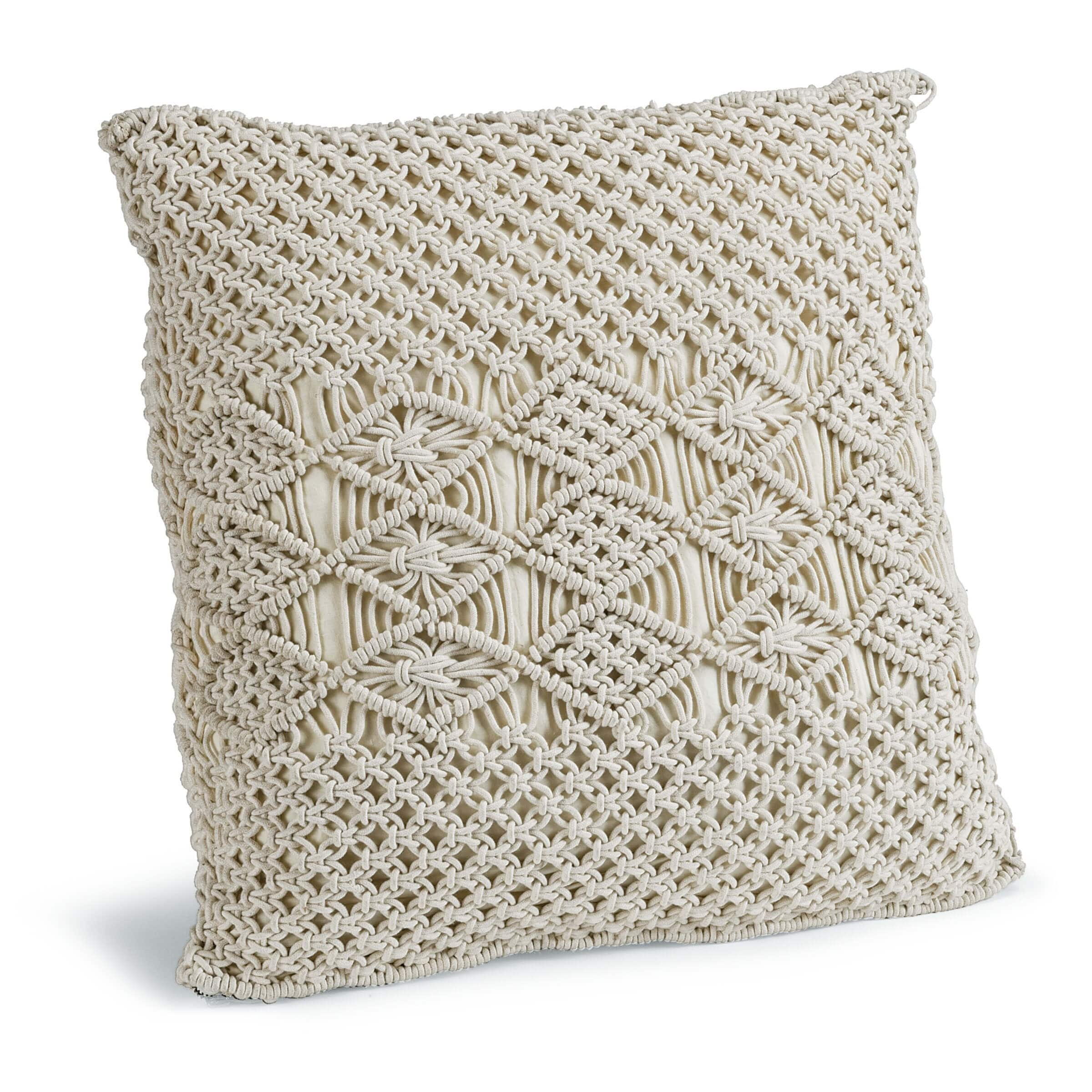 white macrame pillow