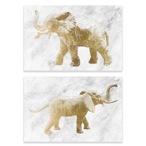 OliverGal 'Gold Elephants- Set of 2'Art