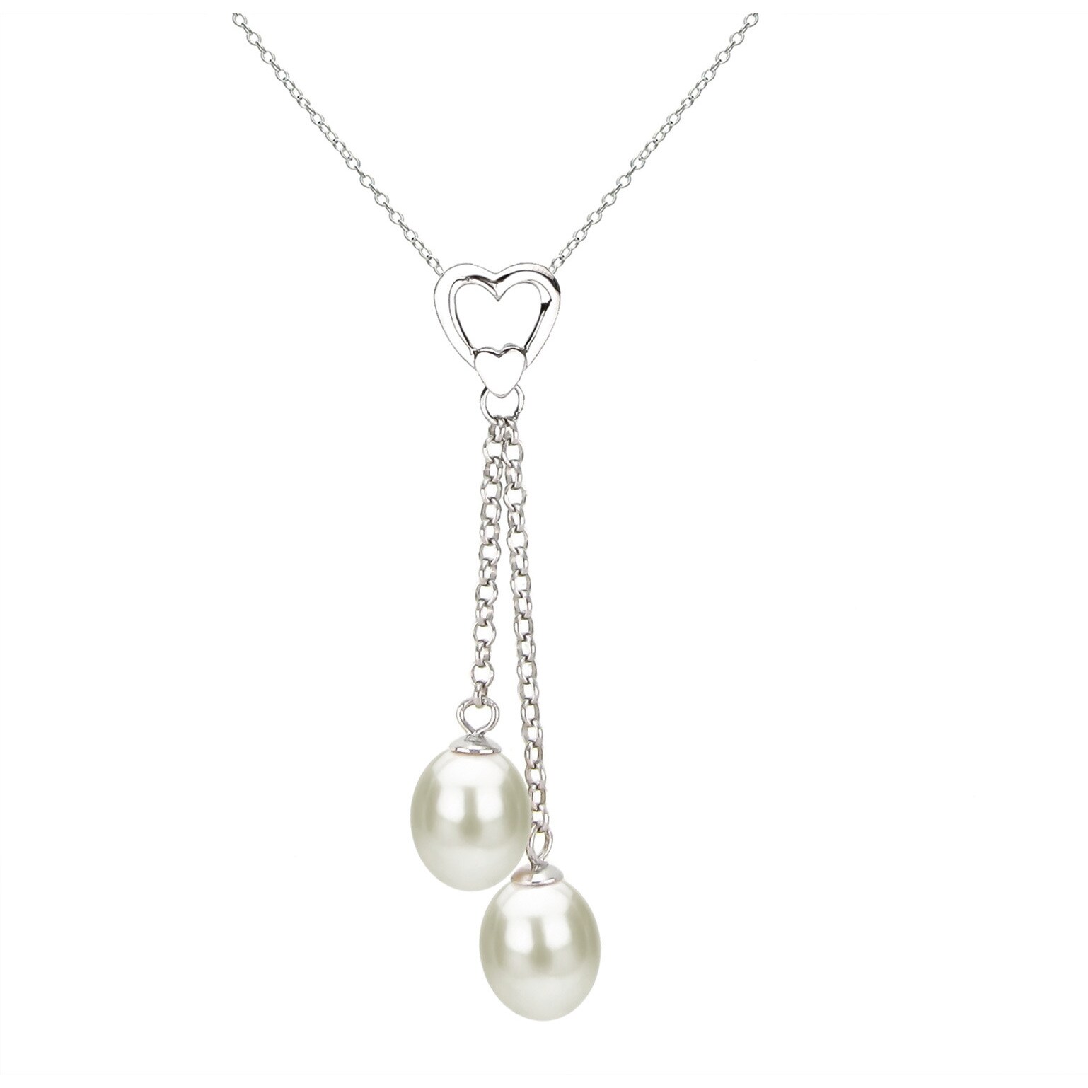 Sterling Silver Pearl Pendant White Freshwater 8-9mm