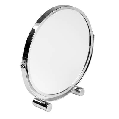 Home Basics Silver Round Cosmetic Mirror