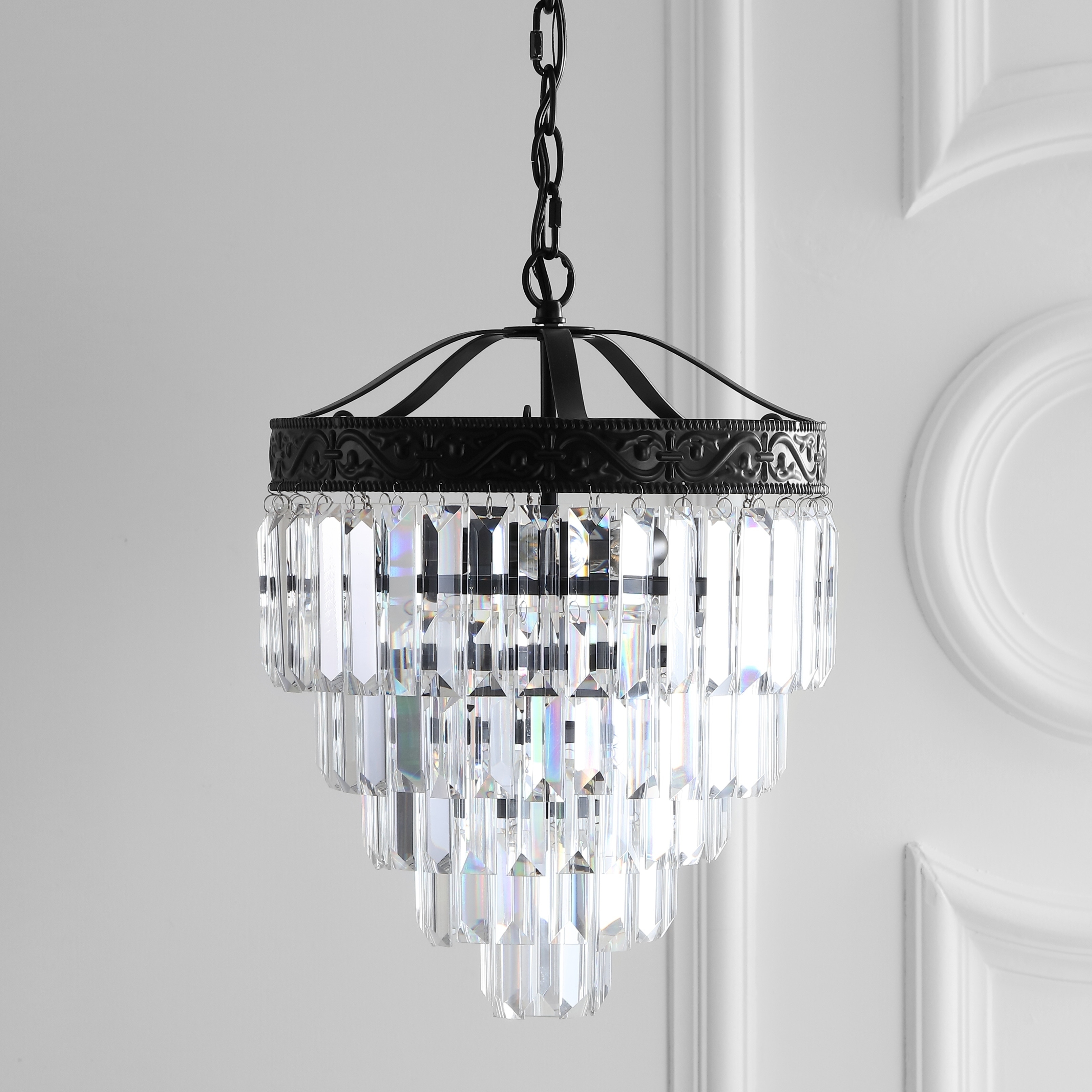 Wyatt 12" 2-Light Crystal LED Chandelier, Bronze/ Clear by JONATHAN  Y (Bronze) - Chandeliers For Bedrooms by Overstock.com
