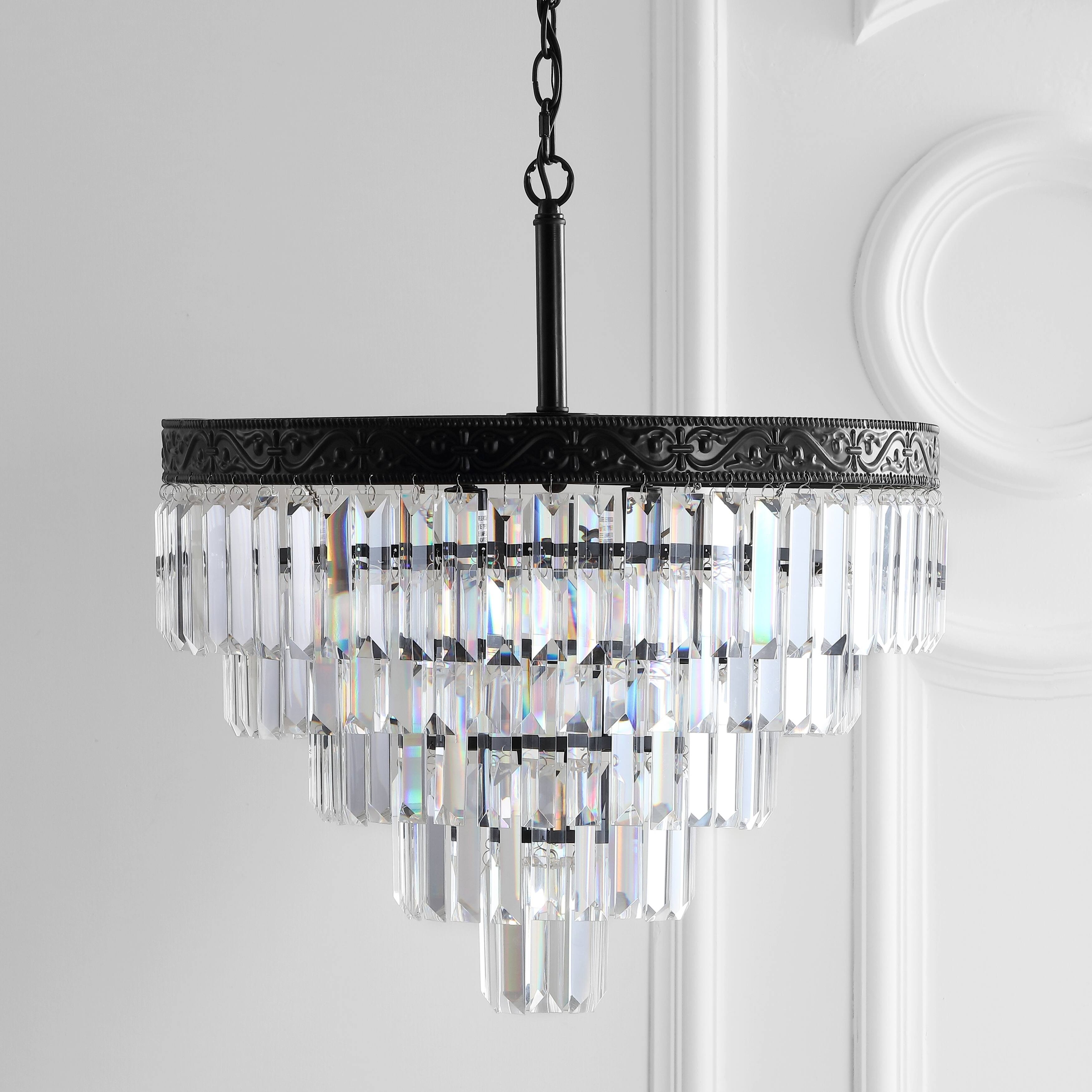 Wyatt 20" 4-Light Crystal LED Chandelier, Bronze/ Clear by JONATHAN  Y (Bronze) - Chandeliers For Bedrooms by Overstock.com