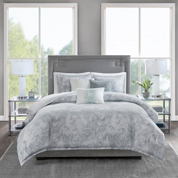 Madison Park Nowell Cotton Sateen 6 Piece Cotton Sateen Duvet Cover Set 2-Color Option