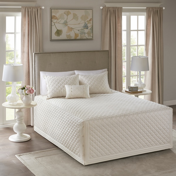 Madison Park Levine Ivory Cotton Percale Tailored 4-piece Bedspread Set