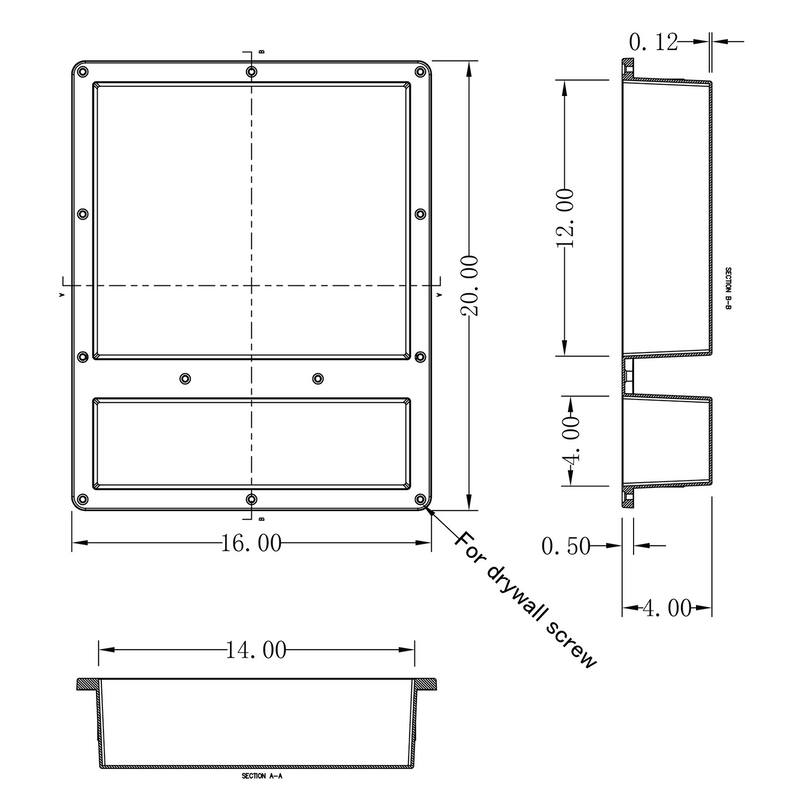 Ready For Tile Waterproof Leak Proof 16" x 20" Square Double Bathroom Recessed Shower Niche - Flush Mount Installation