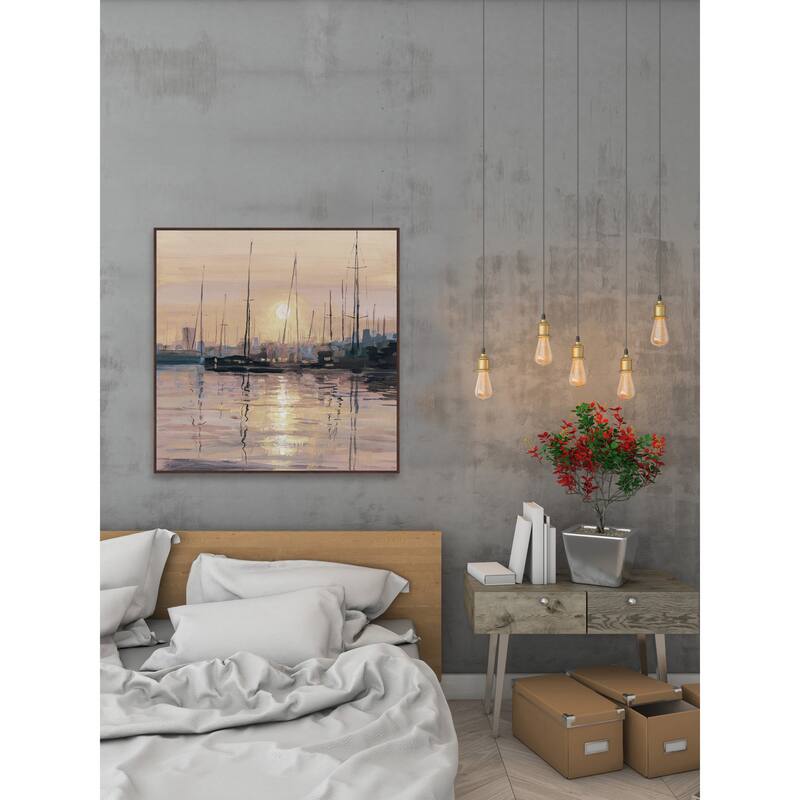 'Eminent Sunset' Floater Framed Painting Print on Canvas