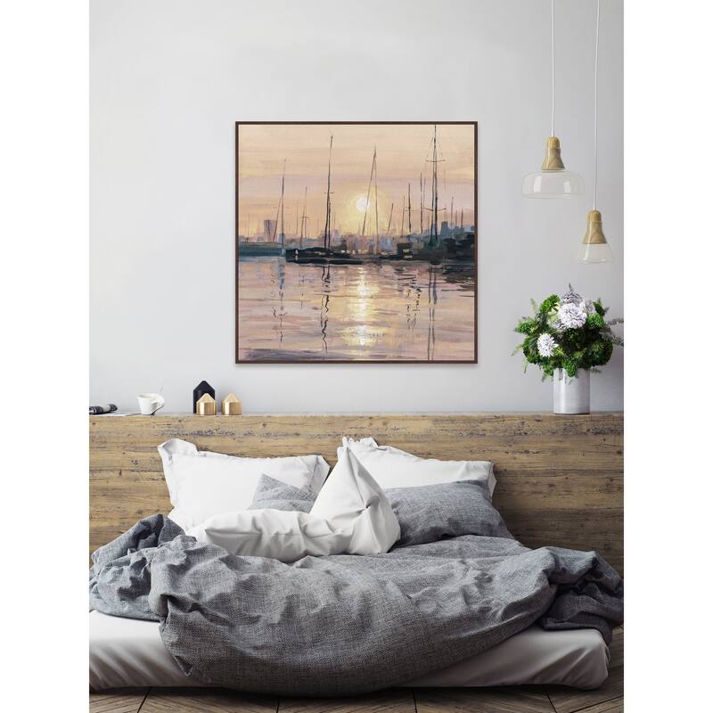 'Eminent Sunset' Floater Framed Painting Print on Canvas