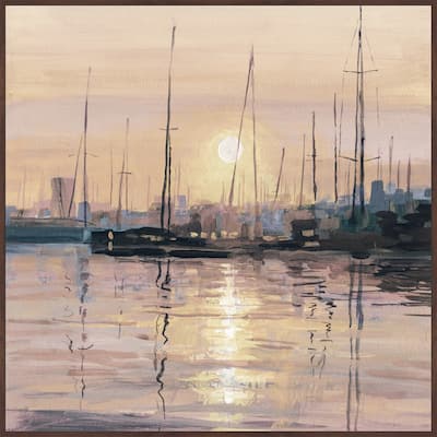'Eminent Sunset' Floater Framed Painting Print on Canvas