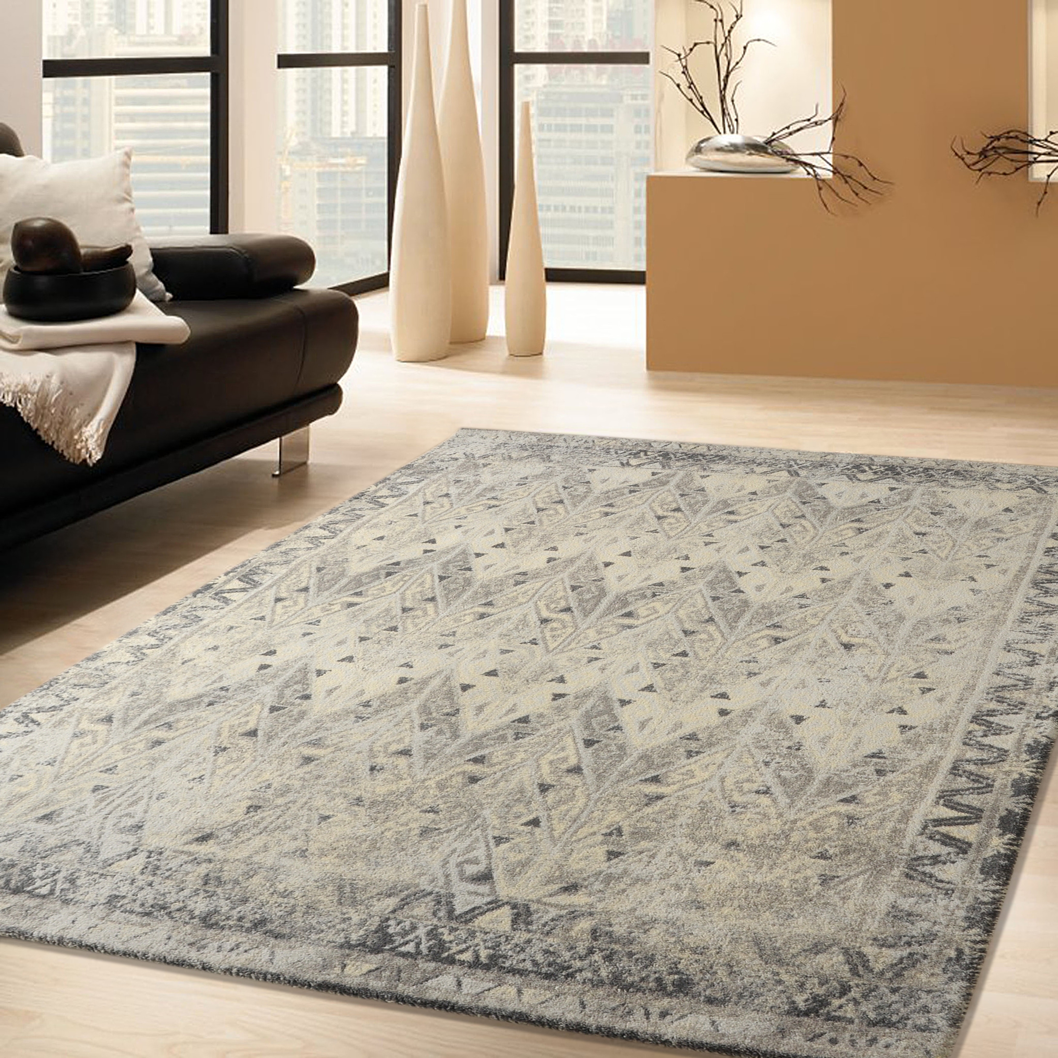 Rugsmith Grey Prime Distressed Vintage Inspired Area Rug 5 Distressed Vintage Inspired Area Rug