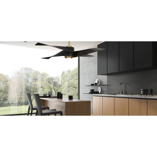 Shop Artemis 64 Led Ceiling Fan In Soft Brass Matte Black Finish