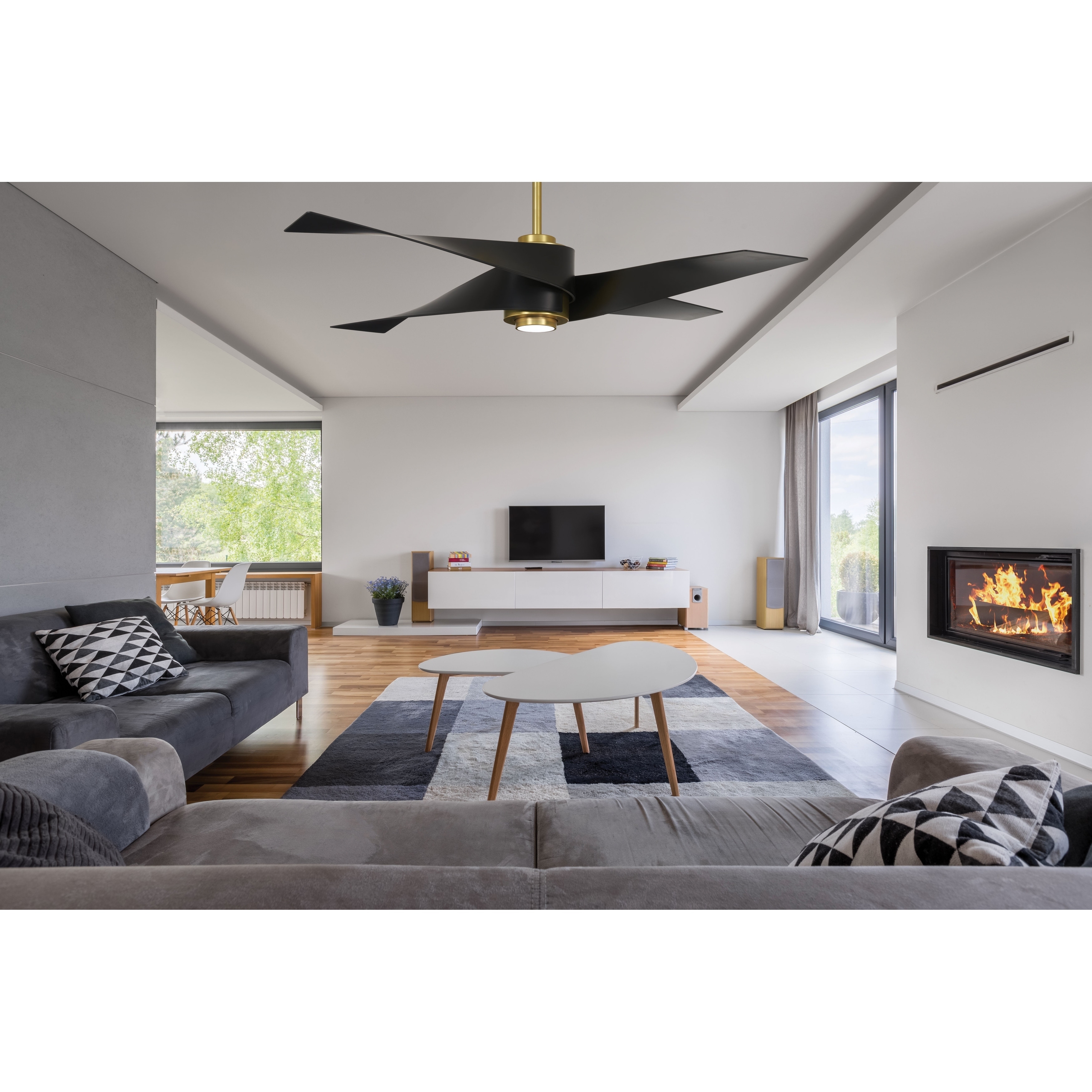 Shop Artemis 64 Led Ceiling Fan In Soft Brass Matte Black Finish