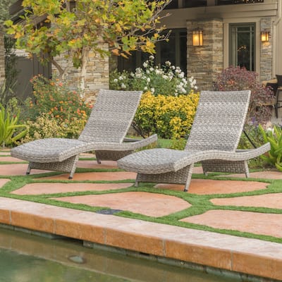 Crete Outdoor Wicker Aluminum Chaise Lounge (Set of 2) by Christopher Knight Home