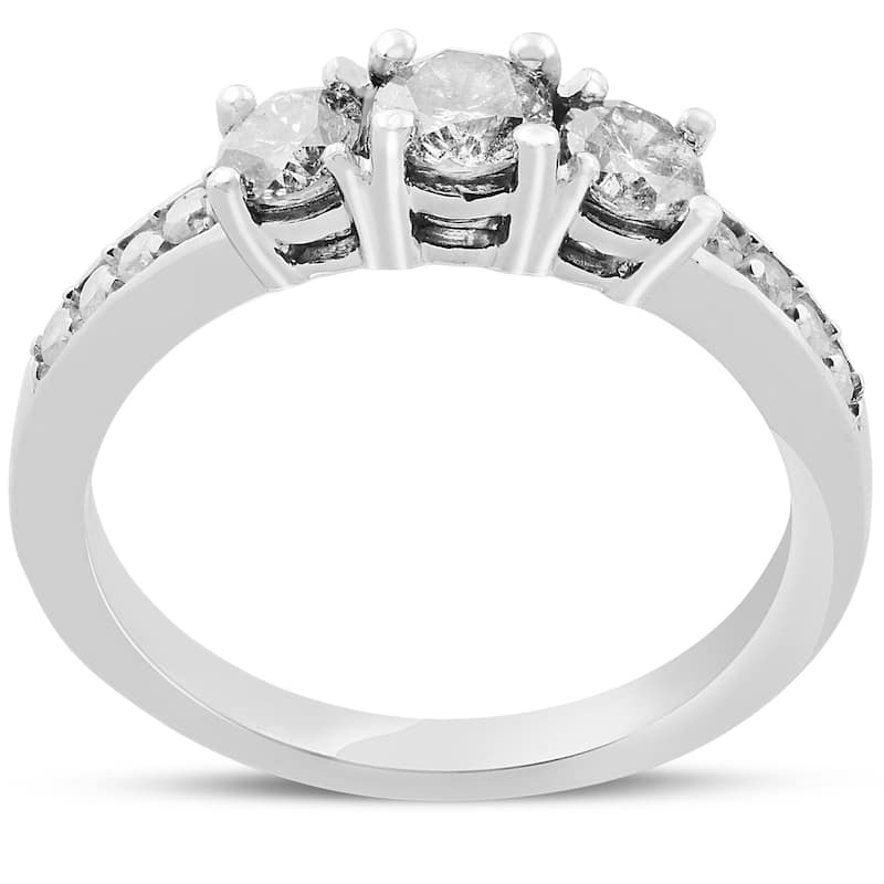 Pompeii3 14K White Gold 1 ct TDW Three Stone Diamond Engagement Ring