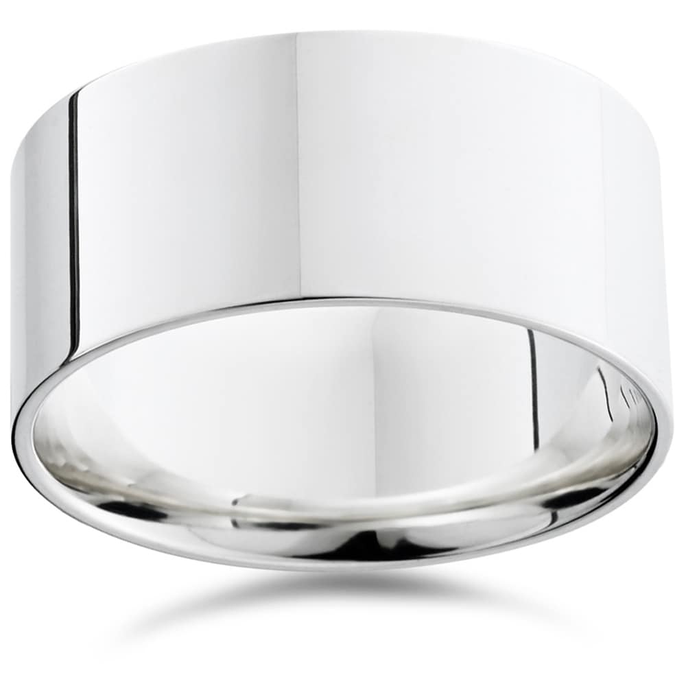 Bliss Diamond 950 Platinum Plain High Polished Ring 10mm Flat Wedding Band - White