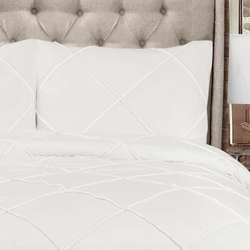 Lush Decor Diamond Pom Pom 3 Piece Comforter Set