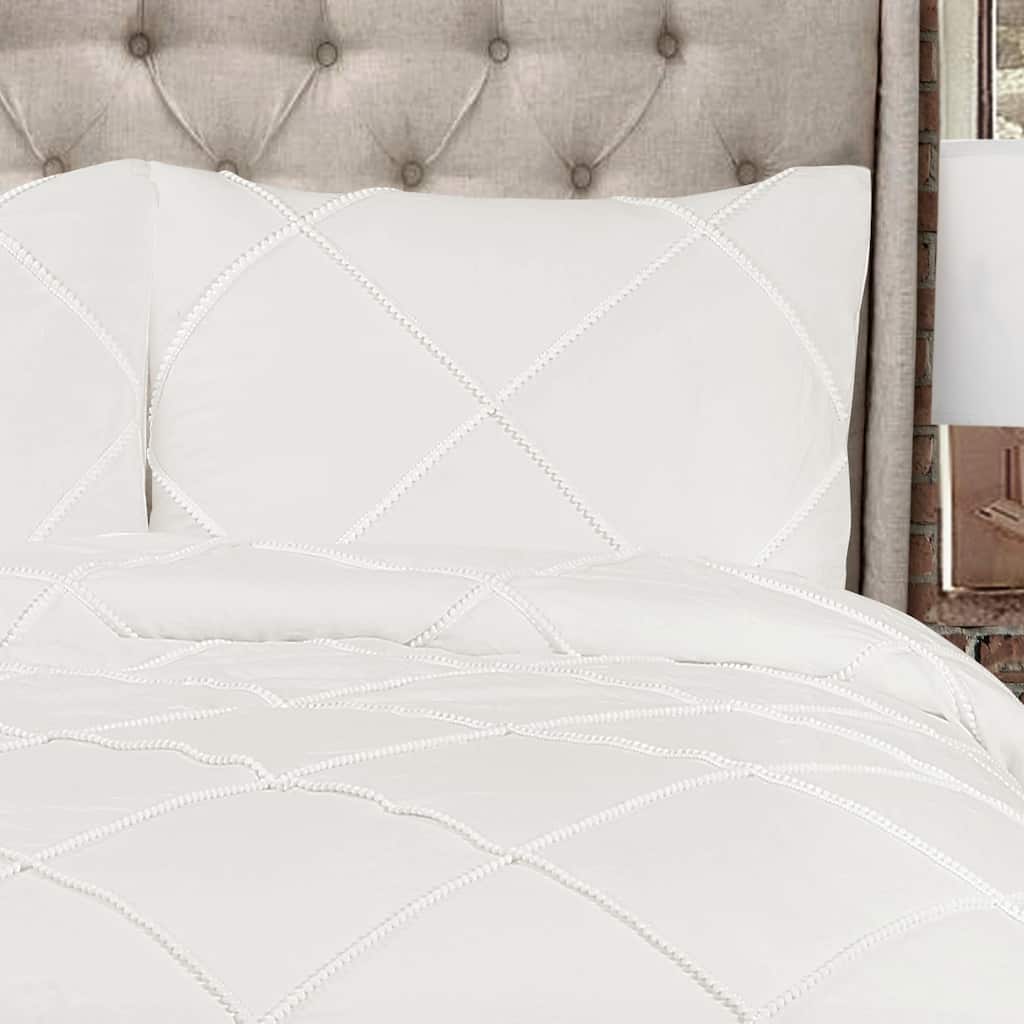 Lush Decor Diamond Pom Pom 3 Piece Comforter Set