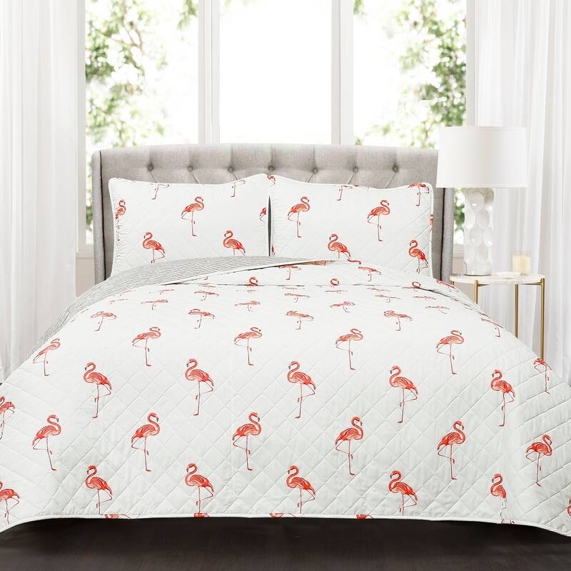 Lush Decor Kelly Flamingo 3 Piece Quilt Set