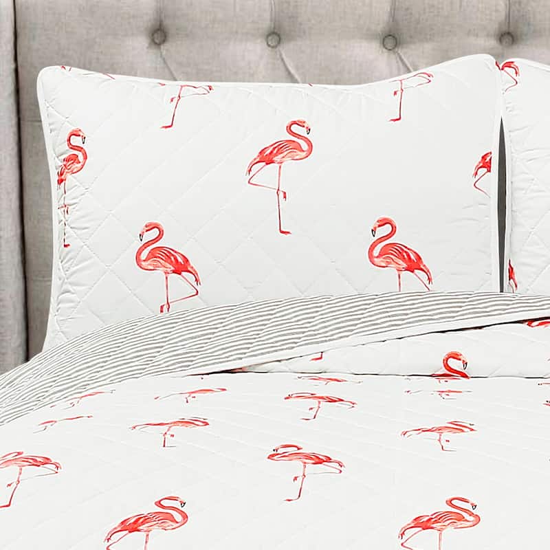 Lush Decor Kelly Flamingo 3 Piece Quilt Set