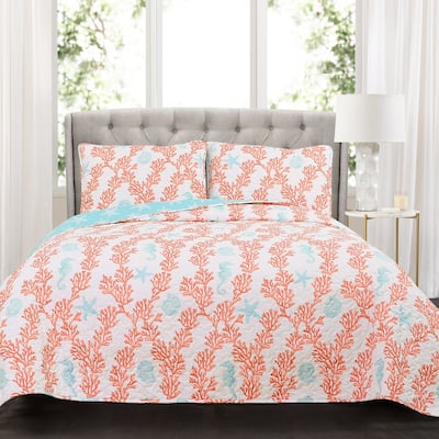 Lush Decor Dina Coral 3 Piece Quilt Set