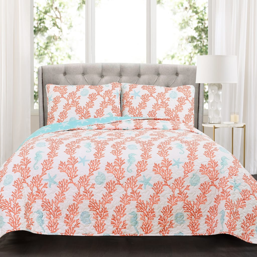 Lush Decor Dina Coral 3 Piece Quilt Set