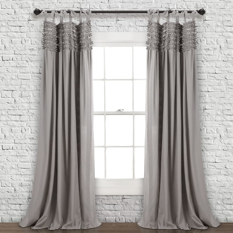 Lush Decor Lydia Ruffle Curtain Panel Pair - 40x95 - Gray