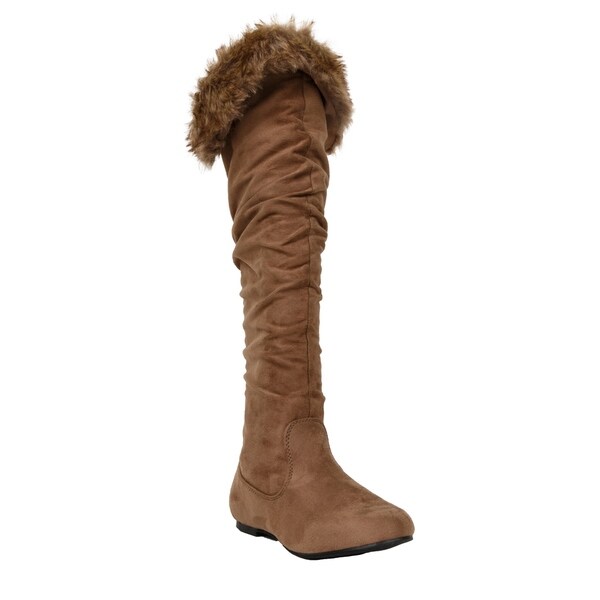 fuzzy knee high boots