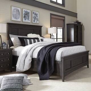 Black Distressed Bedroom Furniture Find Great Deals Westley Falls Relaxed Traditional Graphite Panel Bed With Storage Rails