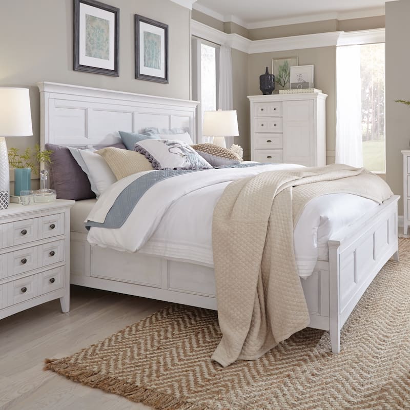 Magnussen Home Heron Cove Chalk White And Dovetail Grey Panel Bed