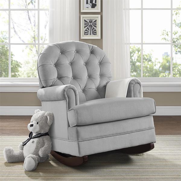 Avenue Greene Belmont Button Tufted Grey Rocker - N/A
