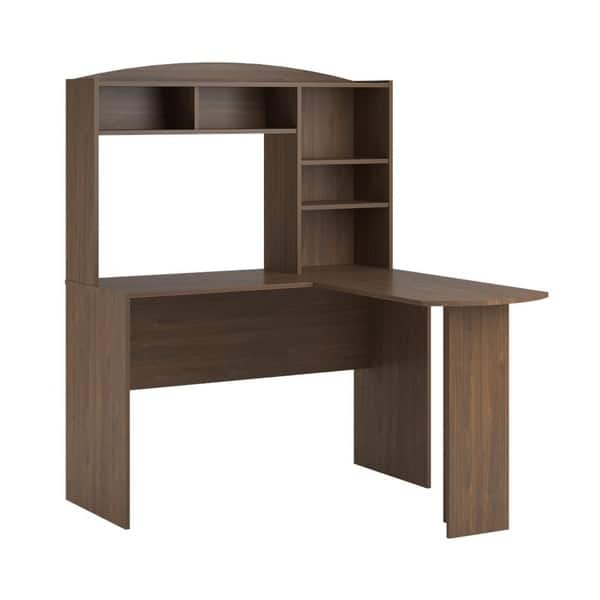 slide 7 of 7, Avenue Greene Brightbrook Walnut L Desk with Hutch Walnut