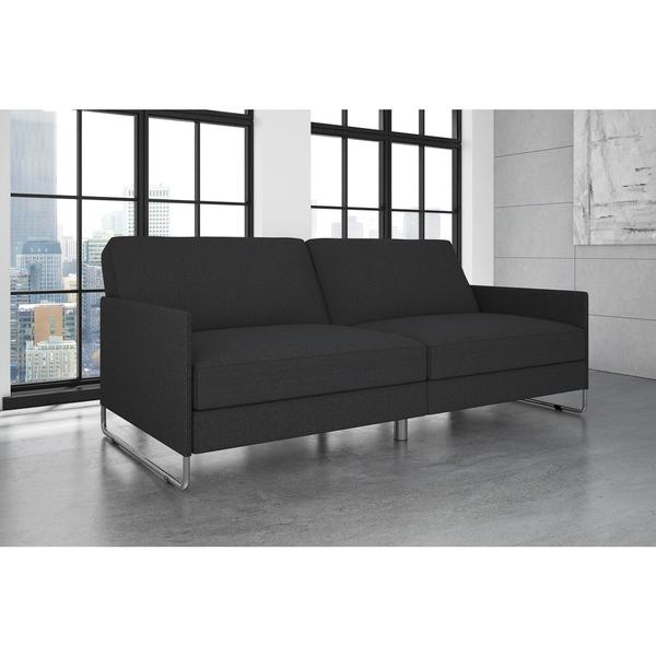 Dhp Pembroke Convertible Futon Sofa Bed Grey Linen Living