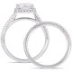 preview thumbnail 7 of 8, 2ct TGW Cushion-Cut Moissanite and 1/3ct TDW Diamond Bridal Ring Set in 14k White Gold by Miadora