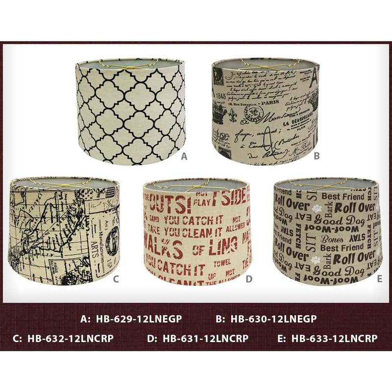 Royal Designs Linen Cream and Red Relaxing Phrase Print Hardback Lamp Shade