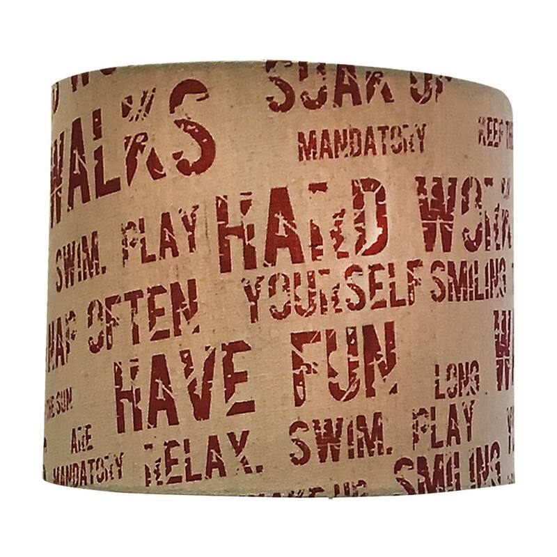 Royal Designs Linen Cream and Red Relaxing Phrase Print Hardback Lamp Shade