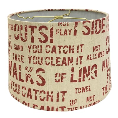 Royal Designs Linen Cream and Red Relaxing Phrase Print Hardback Lamp Shade