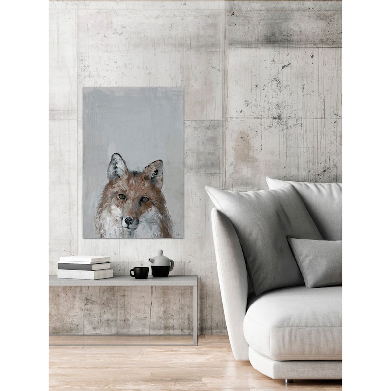 'Bonjour Fox' Painting Print on Wrapped Canvas