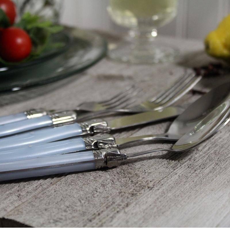 French Home 20 Piece Laguiole Ice Blue Flatware Set