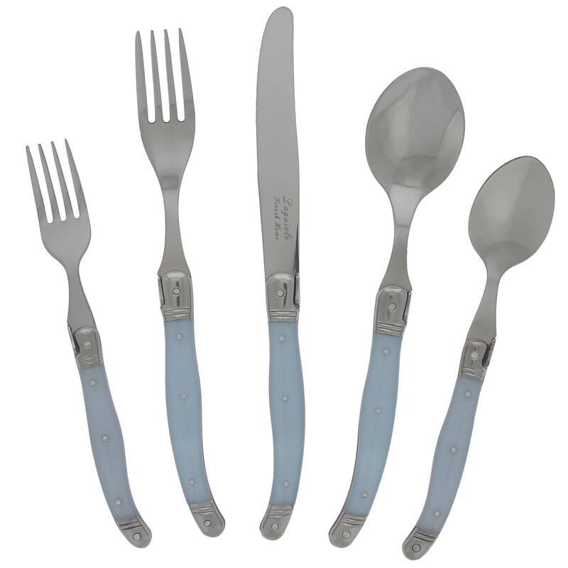 French Home 20 Piece Laguiole Ice Blue Flatware Set