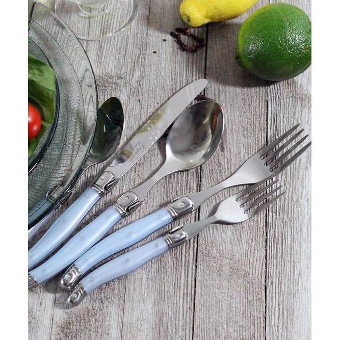 French Home 20 Piece Laguiole Ice Blue Flatware Set
