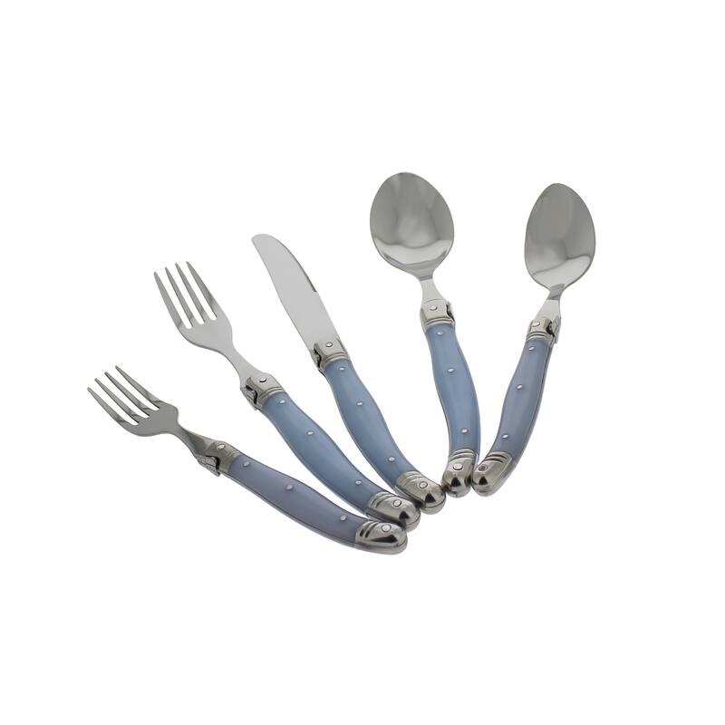 French Home 20 Piece Laguiole Ice Blue Flatware Set