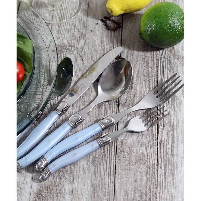French Home 20 Piece Laguiole Ice Blue Flatware Set