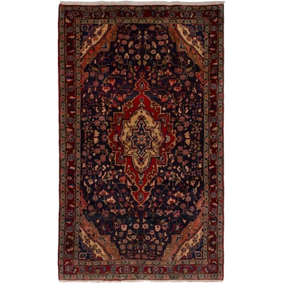 eCarpetGallery Hand-knotted Mahal Dark Navy Wool Rug (4'2 x 7'3)