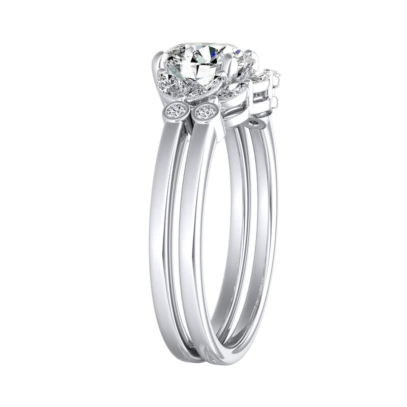 14k Gold 5/8ct TDW Floral Nature Inspired Round Diamond Engagement Ring Set by Auriya