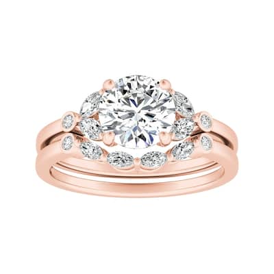 14k Gold 5/8ct TDW Floral Nature Inspired Round Diamond Engagement Ring Set by Auriya