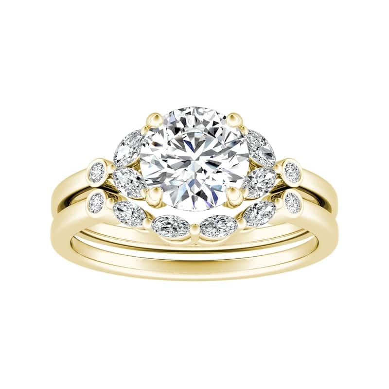 14k Gold 1 1/10ct TDW Floral Nature Inspired Diamond Engagement Ring Set by Auriya