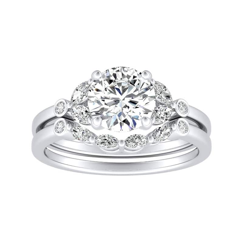 14k Gold 1 1/10ct TDW Floral Nature Inspired Diamond Engagement Ring Set by Auriya