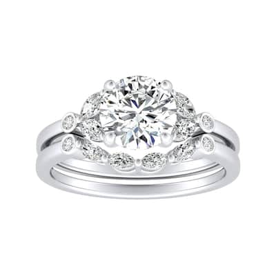 14k Gold 1 1/10ct TDW Floral Nature Inspired Diamond Engagement Ring Set by Auriya