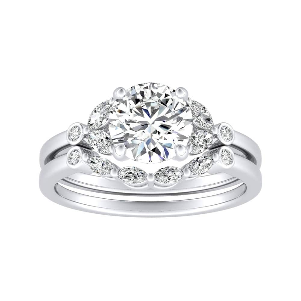 14k Gold 1 1/10ct TDW Floral Nature Inspired Diamond Engagement Ring Set by Auriya