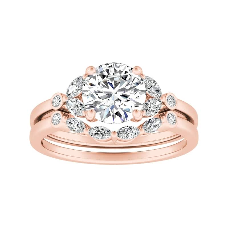 14k Gold 1 1/10ct TDW Floral Nature Inspired Diamond Engagement Ring Set by Auriya